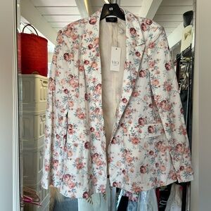 Vici White and Pink Floral Blazer